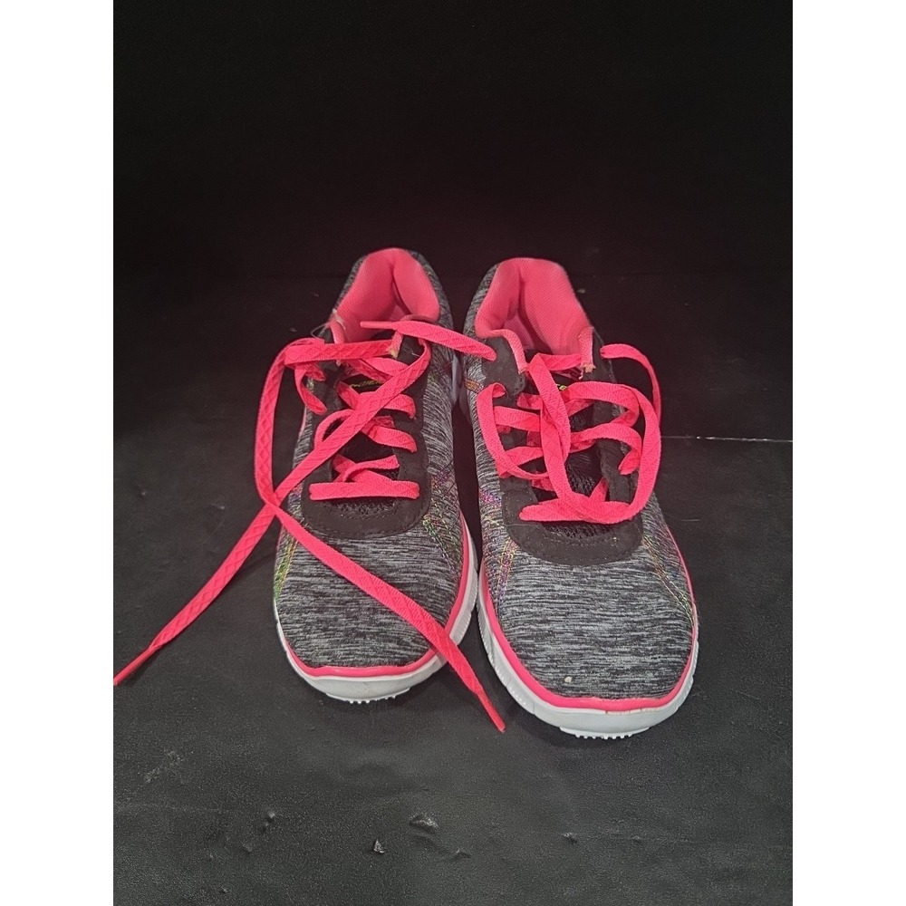 Skechers Lite-Weight Memory Foam Sneakers Gray Pink Rainbow 81863L Womens Size 4
